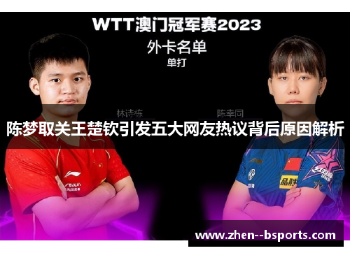 陈梦取关王楚钦引发五大网友热议背后原因解析